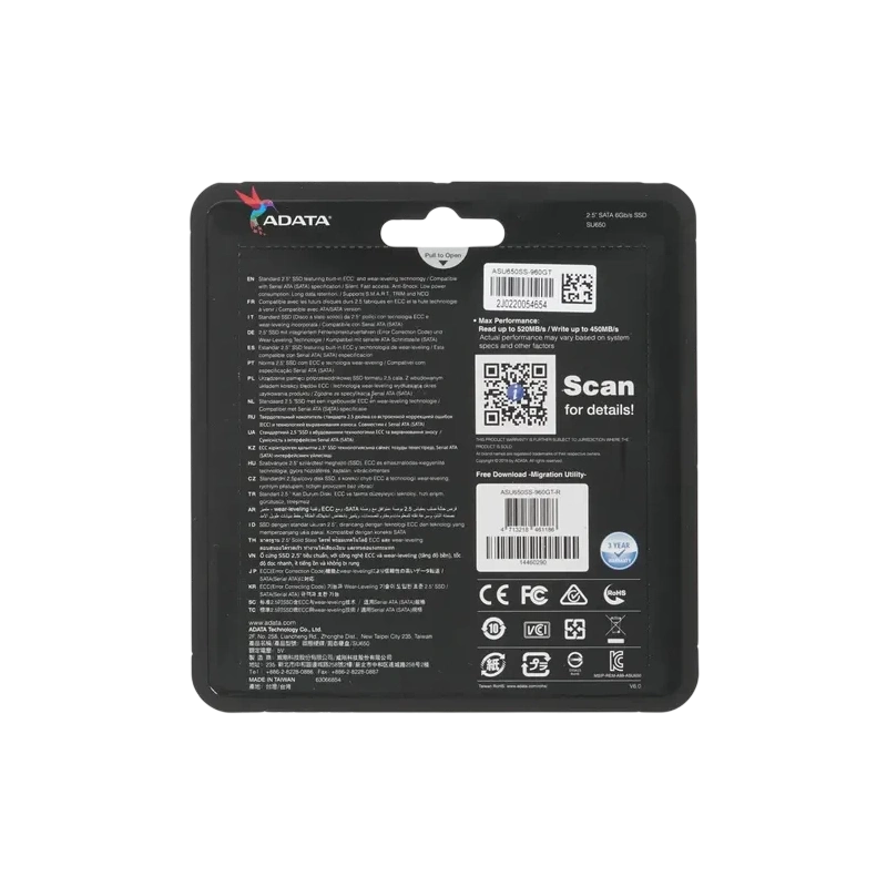 Твердотельный накопитель ADATA XPG 960 Gb SU650 (ASU650SS-960GT-R)