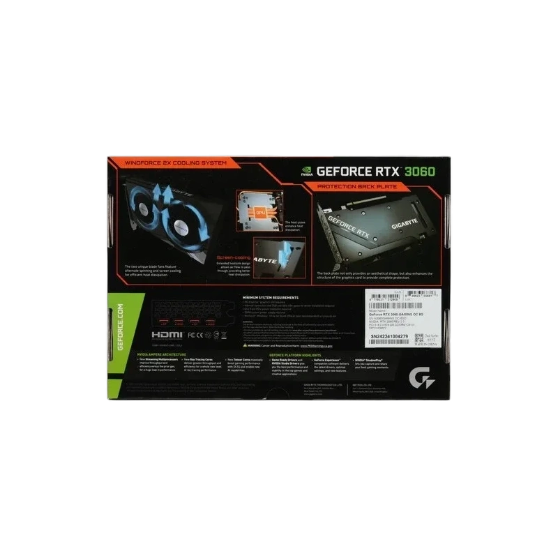 Видеокарта Gigabyte (GV-N3060GAMING OC-8GD 2.0) GeForce RTX 3060 8GB GAMING 8GD OC 2.0
