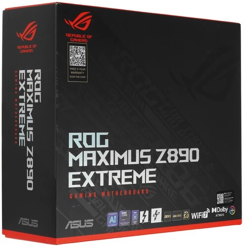 Материнская плата ASUS ROG MAXIMUS Z890 EXTREME (90MB1IA0-M0EAY0) 2 x кабель SATA, 2 x разветвитель ARGB, 2 x разветвитель для вентиляторов, Q-коннектор, антенна WiFi, держатель для вентилятора зоны ОЗУ, документация, комплект наклеек, крепеж для разъема 