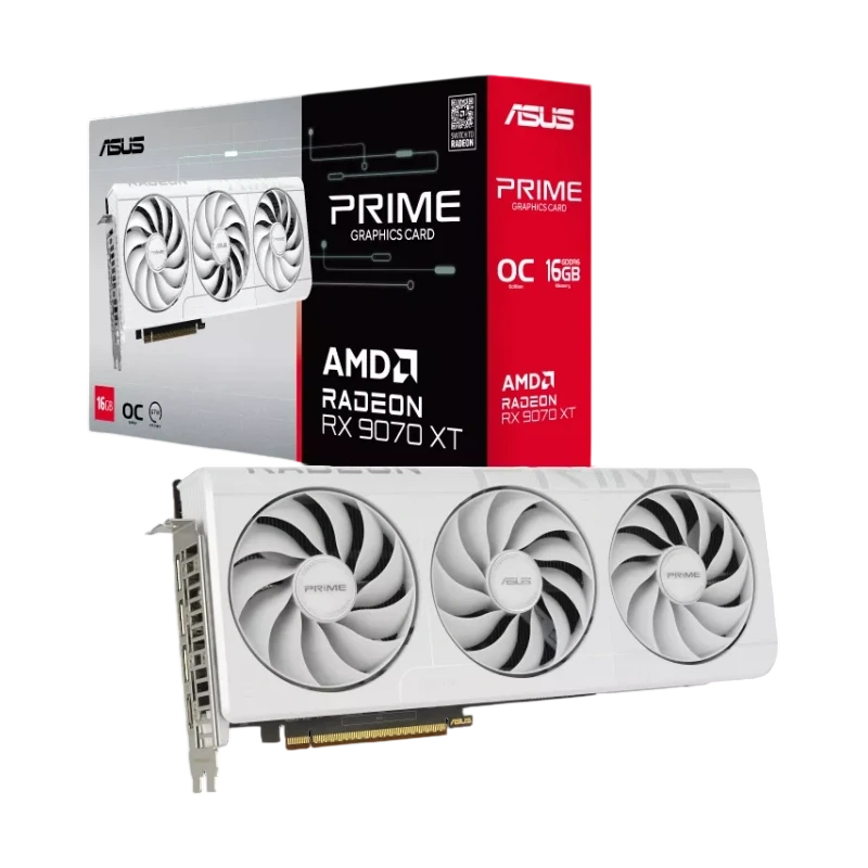 Видеокарта ASUS (PRIME-RX9070XT-O16G-WHITE) Radeon RX 9070 XT 16GB PRIME OC WHITE (90YV0L75-M0NA00)