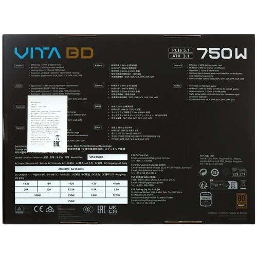 Блок питания FSP 750W VITA-750BD 16 Pin (PCIe 5.0 Connector Cable Details)