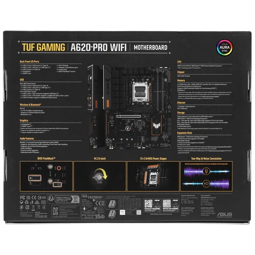Материнская плата ASUS TUF GAMING A620-PRO WIFI (90MB1FR0-M0EAY0) x кабель SATA, антенна Wi-Fi, документация