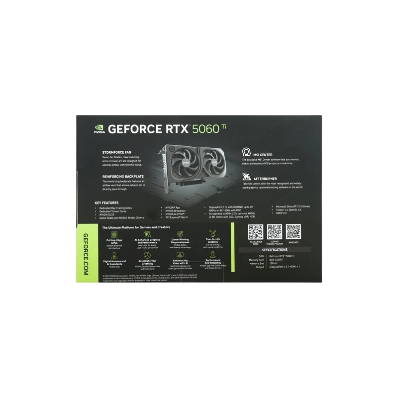 Видеокарта MSI (G506T-8S2P) GeForce RTX 5060 Ti 8G SHADOW 2X PLUS
