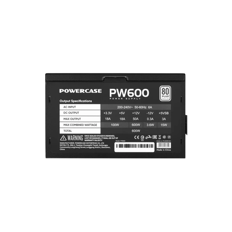Блок питания Powercase 600W PW600 (PS-600W-DC) документация, комплект крепежа