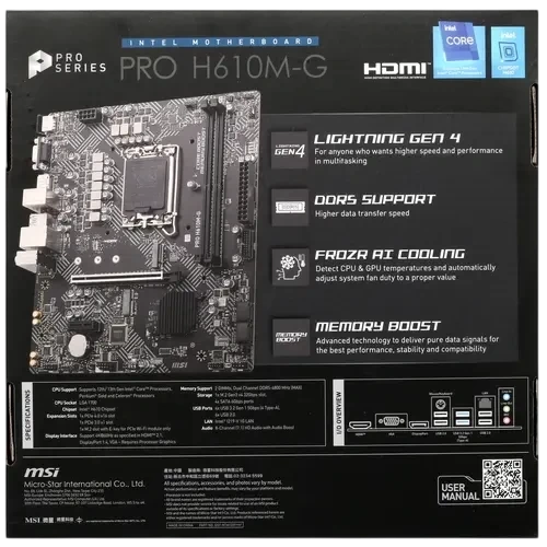 Материнская плата MSI PRO H610M-G