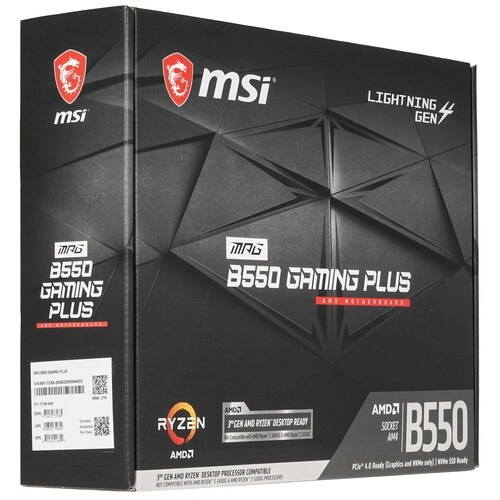 Материнская плата MSI MPG B550 GAMING PLUS 2 x кабель SATA, документация