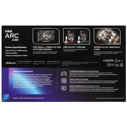 Видеокарта ASRock (A380 CLI 6GO) Intel Arc A380 6GB Challenger ITX OC RTL