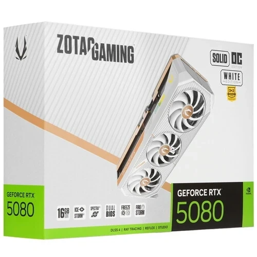 Видеокарта ZOTAC (ZT-B50800Q-10P) GeForce RTX 5080 16GB SOLID WHITE ED OC