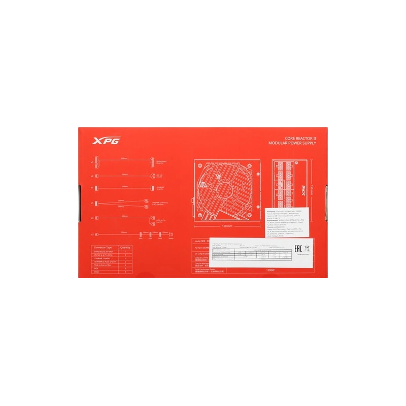 Блок питания ADATA XPG 1200W CORE REACTOR II 1200 (COREREACTORII1200G-BKCEU) 16 Pin (PCIe 5.0 Connector Cable Details)