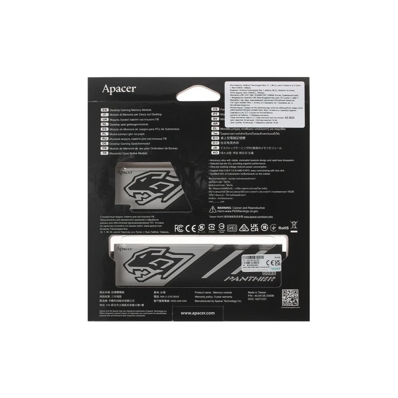 Оперативная память 32 Gb 5600 MHz Apacer Panther OC Black/White (AH5U32G56C5227BAA-2)