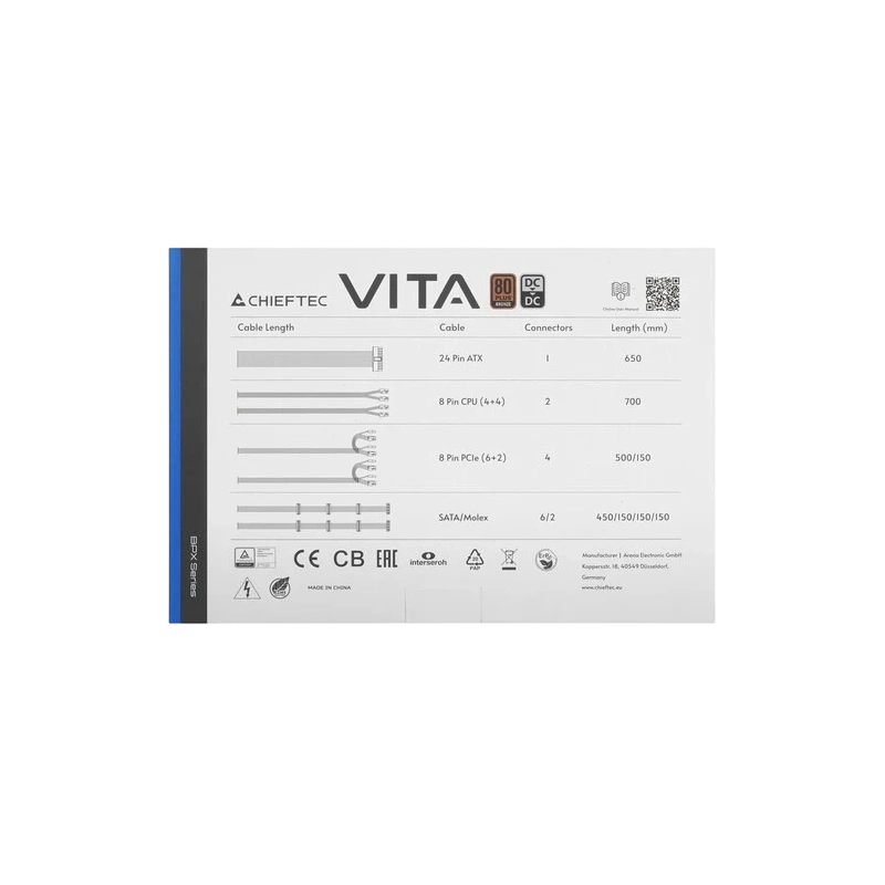 Блок питания Chieftec 850W Vita Black (BPX-850S)