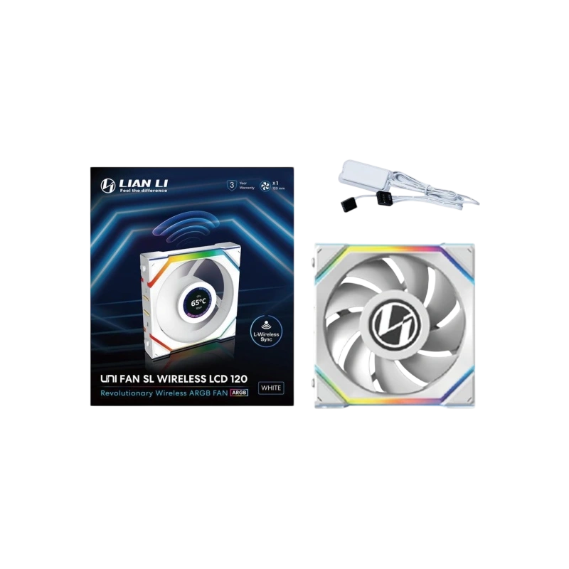 Вентилятор для корпуса Lian Li UNI FAN SL WIRELESS LCD 120 12SLLCD1W1W ARGB White (G99.12SLLCD1W1W.R0)