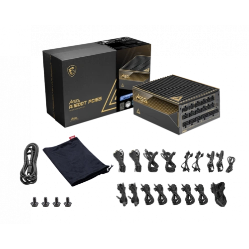 Блок питания MSI 1600W MEG Ai1600T 16 Pin (PCIe 5.0 Connector Cable Details) документация, комплект кабелей, чехол
