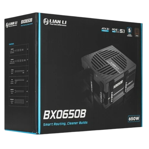 Блок питания Lian Li 650W BX0650B Black (G9P.BX0650B.B000.RU) 16 Pin (PCIe 5.1 Connector Cable Details) документация, кабельные стяжки, комплект крепежа