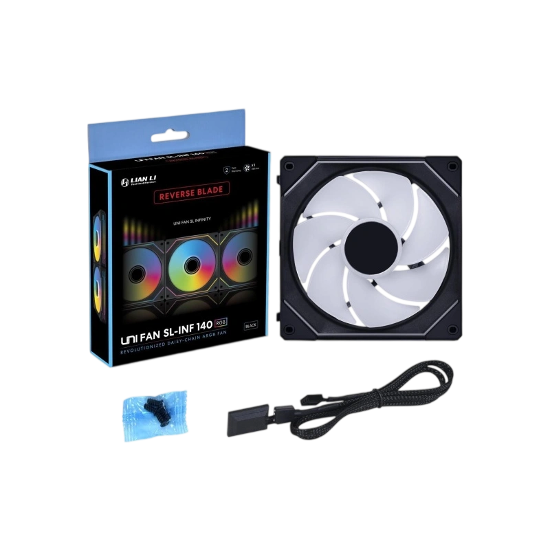 Вентилятор для корпуса Lian Li UNI FAN SL-INF 140 Wireless Reverse Blade ARGB Black (14RSLIN1W1B) (G99.14RSLIN1W1B.R0)