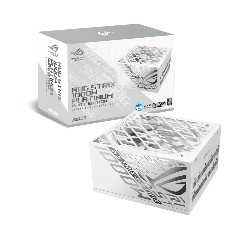 Блок питания ASUS 1000W ROG-STRIX-1000P-GAMING-WHITE (90YE00W4-B0NA00) 16 Pin (PCIe 5.0 Connector Cable Details) документация, комплект крепежа