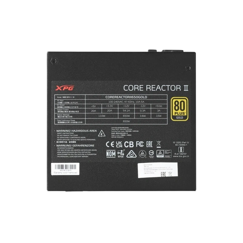 Блок питания ADATA XPG 650W CORE REACTOR II (COREREACTORII650G-BKCEU) 16 Pin (PCIe 5.0 Connector Cable Details) документация, комплект кабелей
