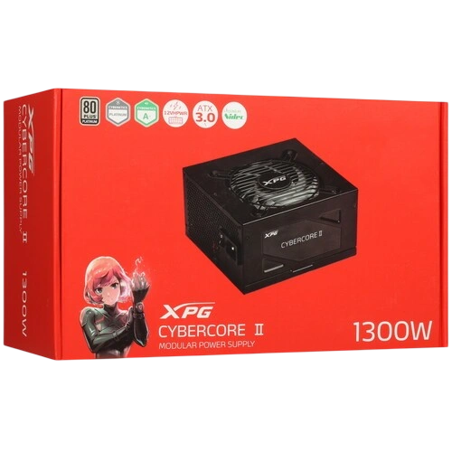 Блок питания ADATA XPG 1300W CYBERCORE II (CYBERCOREII1300P-BKCEU) 16 Pin (PCIe 5.0 Connector Cable Details) документация, кабельные стяжки, комплект кабелей, комплект крепежа