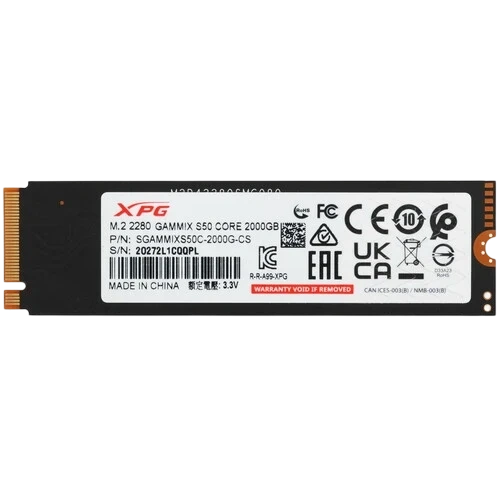 Твердотельный накопитель ADATA XPG 2000 Gb S50 Black (SGAMMIXS50C-2000G-CS)