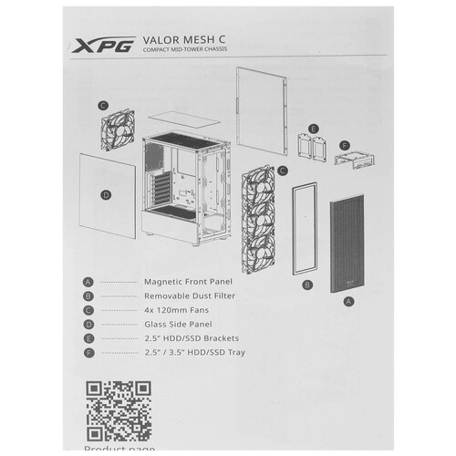 Компьютерный корпус ADATA XPG ARGB (VALORMESHC4VA-BKCWW) документация