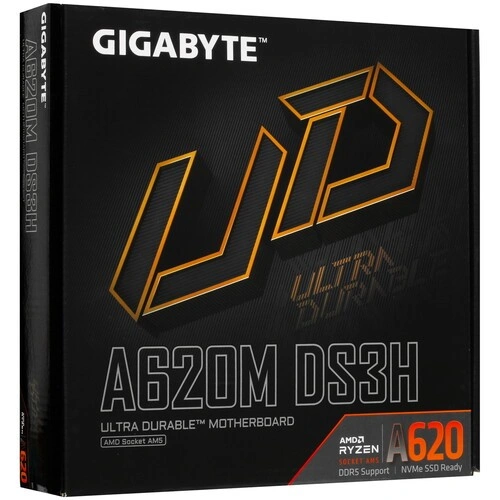 Материнская плата Gigabyte A620M DS3H x кабель SATA, документация, задняя планка