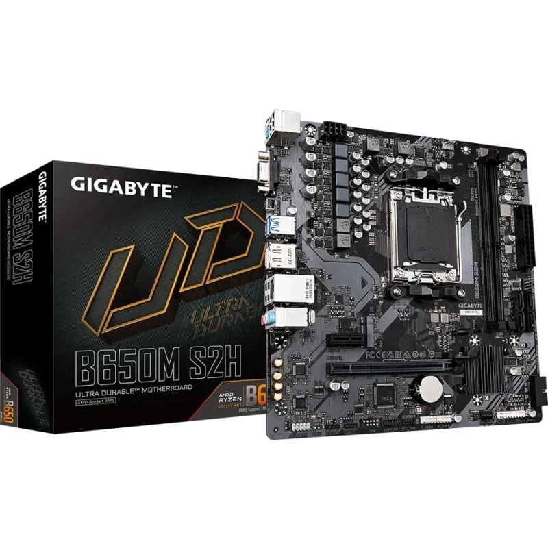 Материнская плата Gigabyte B650M S2H x кабель SATA, документация, задняя планка