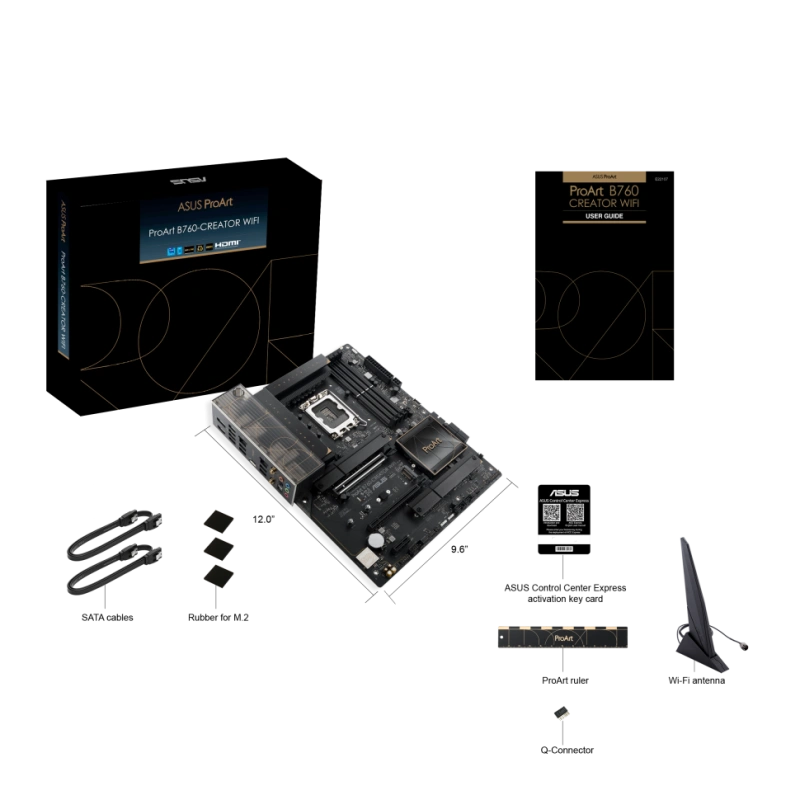 Материнская плата ASUS PROART B760-CREATOR WIFI (90MB1FY0-M0EAY0) 2 x кабель SATA, антенна Wi-Fi, документация, колодка для подключения фронтальной панели
