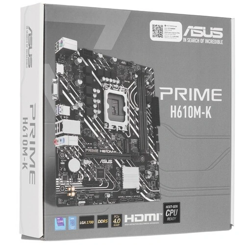 Материнская плата ASUS PRIME H610M-R-SI (90MB1GL0-M0ECY0) 2 x кабель SATA, документация, задняя планка