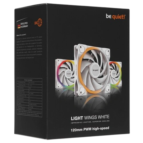 Комплект вентиляторов Be Quiet! LIGHT WINGS RGB White BL101 документация, комплект крепежа