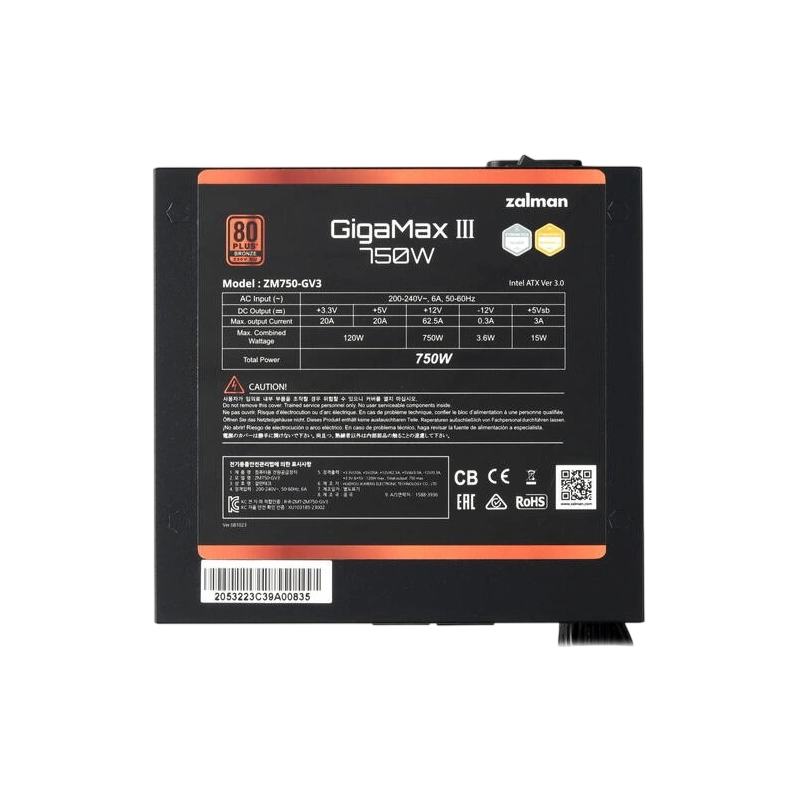 Блок питания Zalman 750W (ZM750-GV3) 16 Pin (PCIe 5.0 Connector Cable Details)