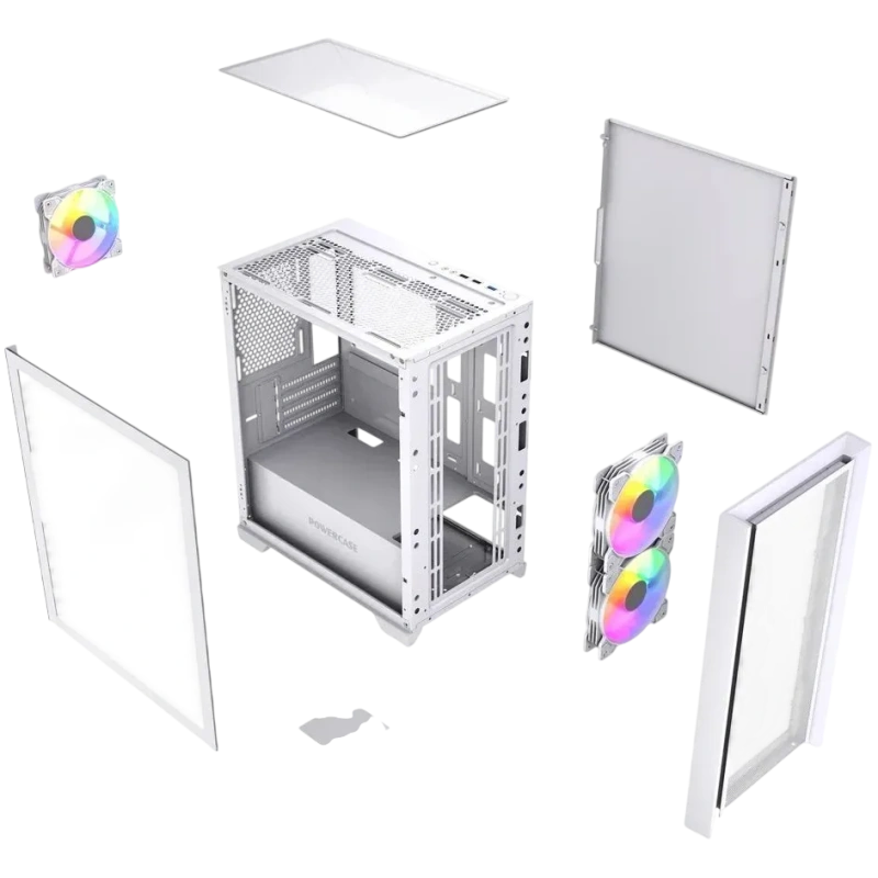 Компьютерный корпус Powercase ALISIO Micro Z3W ARGB V2 ARGB White (CAMZW-A3-V2)
