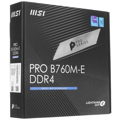 Материнская плата MSI PRO B760M-E DDR4 документация, задняя планка, кабель SATA, крепеж для разъема M.2