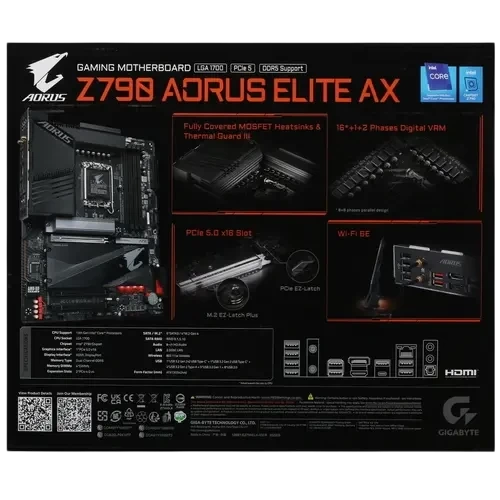 Материнская плата Gigabyte Z790 AORUS ELITE AX 2 x кабель SATA, антенна Wi-Fi, документация, колодка для подключения фронтальной панели