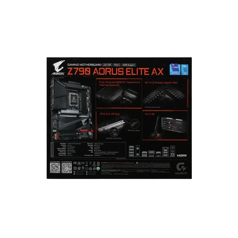 Материнская плата Gigabyte Z790 AORUS ELITE AX 2 x кабель SATA, антенна Wi-Fi, документация, колодка для подключения фронтальной панели