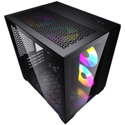Компьютерный корпус Powercase VISION Micro Black TG 120mm 5-color fan Black mATX (CVBM-L4)