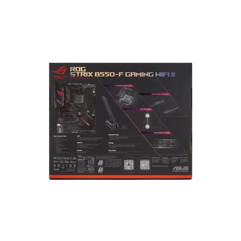 Материнская плата ASUS ROG STRIX B550-F GAMING WIFI II (90MB19V0-M0EAY0) 4 x кабель SATA, антенна Wi-Fi, диск с ПО, документация, крепеж для разъема M.2, удлинитель для ARGB