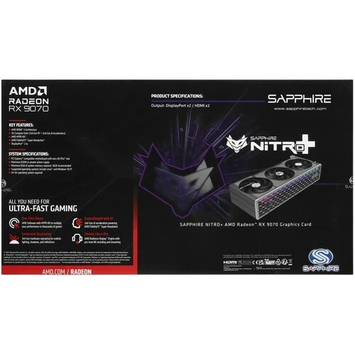 Видеокарта Sapphire (11349-01-20G) Radeon RX 9070 16GB NITRO+ OC