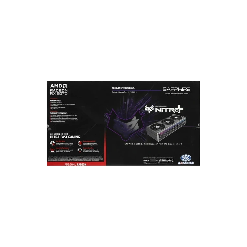Видеокарта Sapphire (11349-01-20G) Radeon RX 9070 16GB NITRO+ OC