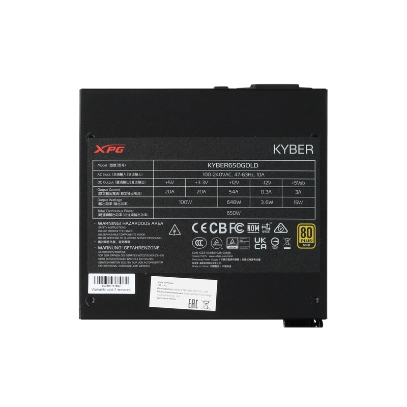 Блок питания ADATA XPG 650W KYBER 650 (KYBER650G-BKCEU) документация