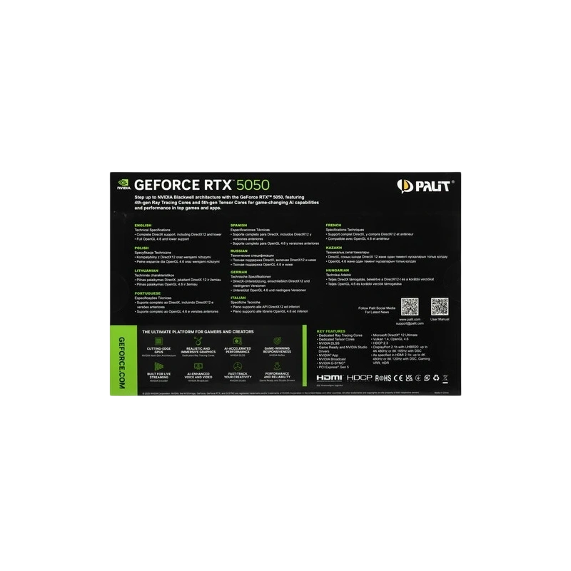 Видеокарта Palit (NE65050S19P1-GB2070D) GeForce RTX 5050 8GB Dual OC