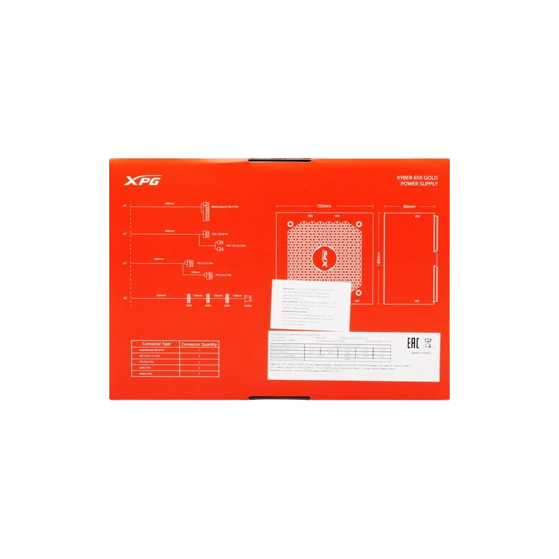 Блок питания ADATA XPG 650W KYBER 650 (KYBER650G-BKCEU)