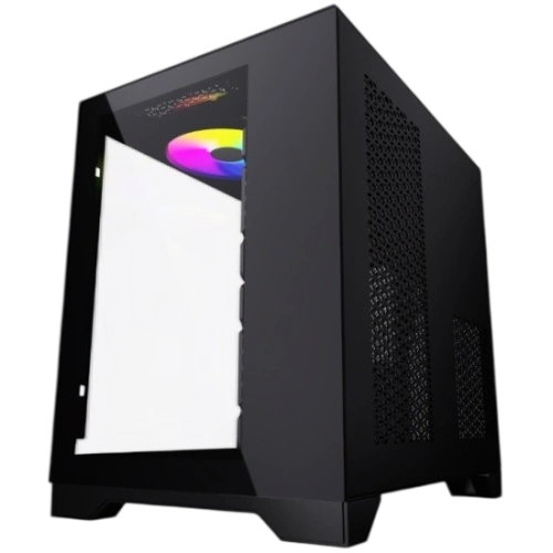 Компьютерный корпус Powercase VISION Micro Black TG 120mm 5-color fan Black mATX (CVBM-L4)