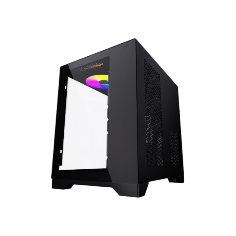 Компьютерный корпус Powercase VISION Micro Black TG 120mm 5-color fan Black mATX (CVBM-L4)