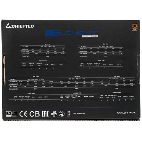 Блок питания Chieftec 600W ELEMENT (ELP-600S) документация
