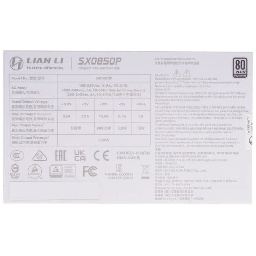 Блок питания Lian Li 850W SX0850P White (G9P.SX0850P.W000.RU) 16 Pin (PCIe 5.1 Connector Cable Details)