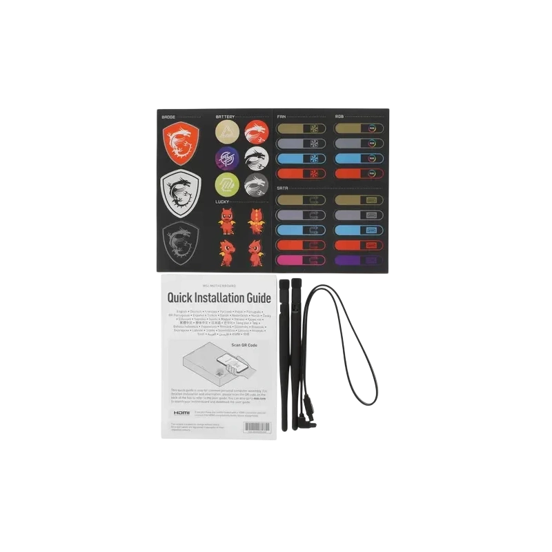 Материнская плата MSI MAG B650 TOMAHAWK WIFI антенна Wi-Fi, документация, кабель SATA, комплект наклеек
