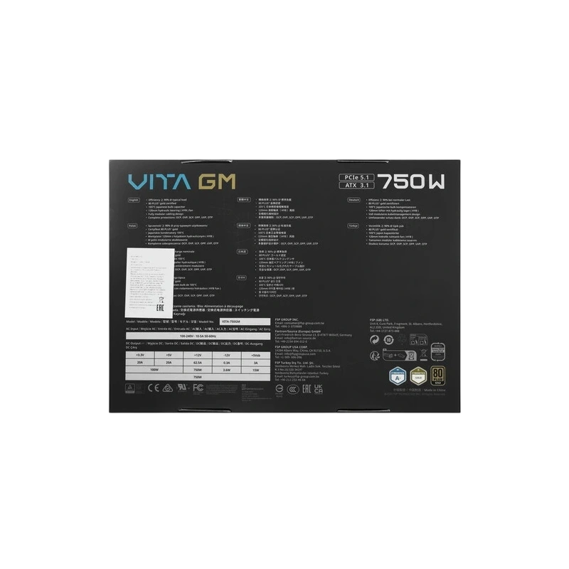 Блок питания FSP 750W VITA-750GM 16 Pin (PCIe 5.0 Connector Cable Details)