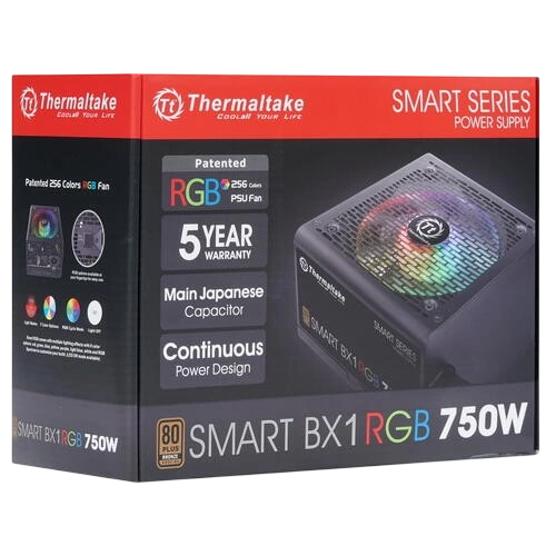 Блок питания Thermaltake 750W SMART BX1 RGB (PS-SPR-0750NHSABE-1) документация, комплект крепежа