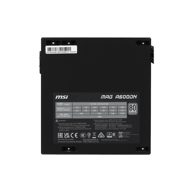 Блок питания MSI 600W MAG A600DN (306-7ZP6B11-809)