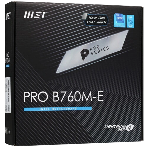 Материнская плата MSI PRO B760M-E документация, задняя планка, кабель SATA, крепеж для разъема M.2